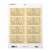 Metaalgoud 3D-omhuld honingetiket met bijen Etiket (Full Sheet)