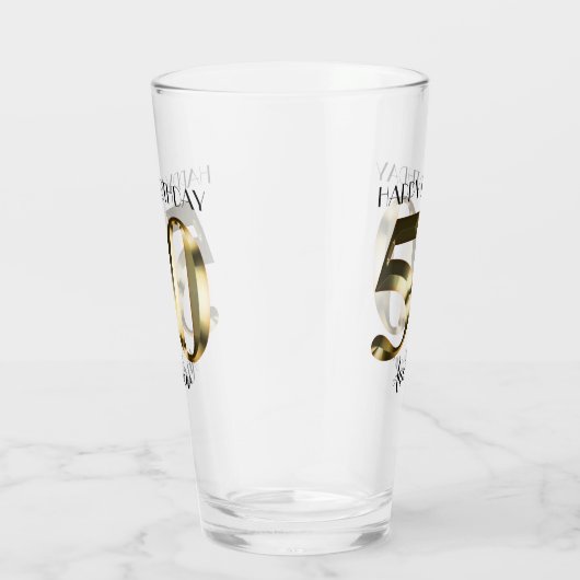 Metaalgoud 50e verjaardag glas (Rechts)