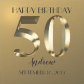 Metaalgoud 50e verjaardag sticker (Voorkant)