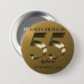 Metaalgoud 55e verjaardag ronde button 7,6 cm (Voorkant /achterkant)