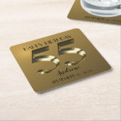 Metaalgoud 55e verjaardag vierkante kartonnen onderzetter (Schuin)