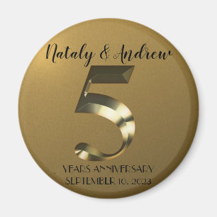 Metaalgoud 5th Wedding Jubileum Magneet