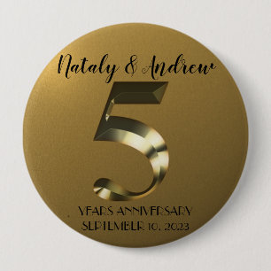 Metaalgoud 5th Wedding Jubileum Ronde Button 4,0 Cm