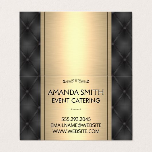 Metaalgoud | Achtergrond leder Visitekaartjes (Buitenkant ongevouwen)