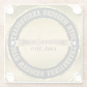 Metaalgoud en 2 harten 50e Jubileum 2 Glazen Onderzetter (Achterkant)