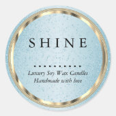 Metaalgoud en Blauwe Glitters Ronde Sticker (Voorkant)