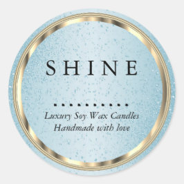 Metaalgoud en Blauwe Glitters Ronde Sticker