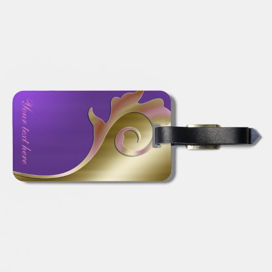 Metaalgoud en Paars bagagelabel (Achterkant horizontaal)