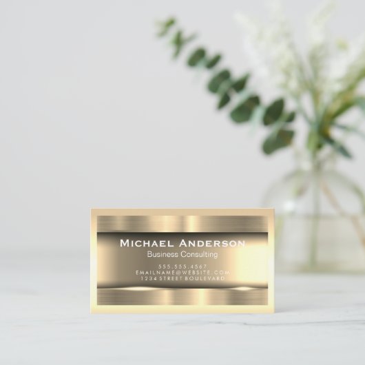 Metaalgoud en rand visitekaartje (Staand voorkant)