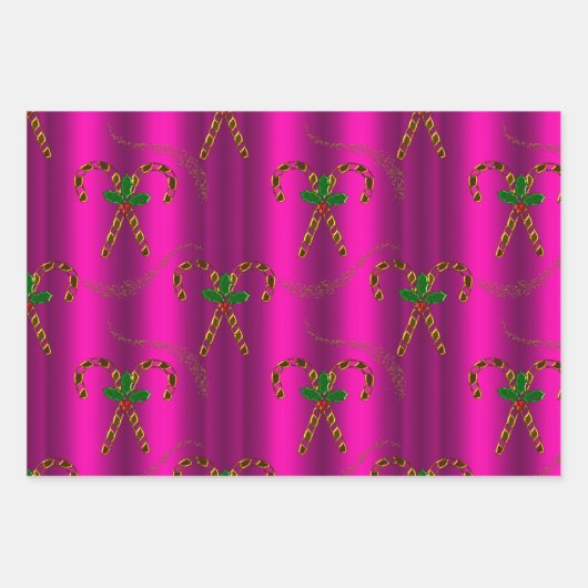 Metaalgoud en roze kerstmis inpakpapier vel (Voorkant)