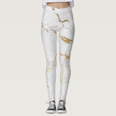 Metaalgoud en wit gemarmerd leggings (Voorkant)