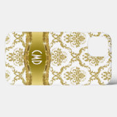 Metaalgoud en witte  Floral Damaskers Case-Mate iPhone Case (Achterkant (horizontaal))