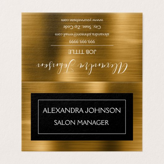 Metaalgoud en zwarte Folie Modern en elegant Visitekaartjes (Buitenkant ongevouwen)