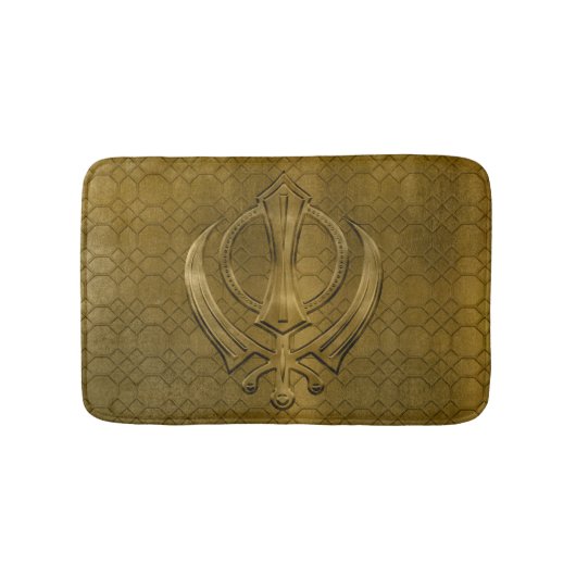 metaalgoud Khanda-symbool Badmat (Voorkant)