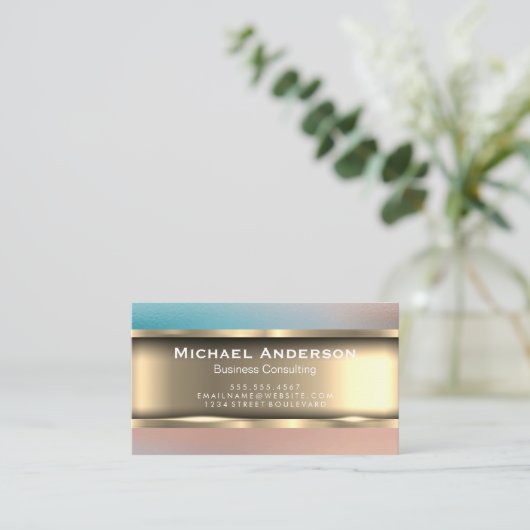 Metaalgoud | Kleurgradiënt Visitekaartje (Staand voorkant)