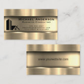 Metaalgoud | Logo onroerend goed Visitekaartje (Voorkant / Achterkant)