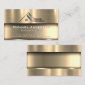 Metaalgoud | Metalen Logo vastgoed Visitekaartje (Voorkant / Achterkant)