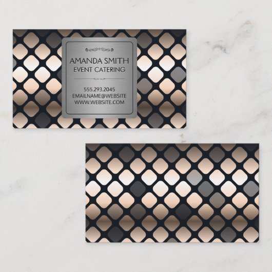 Metaalgoud | Metallic Pattern Squares Visitekaartje (Voorkant / Achterkant)