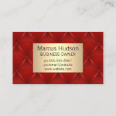 metaalgoud | Monogram | Rood gestoffeerd Visitekaartje (Achterkant)