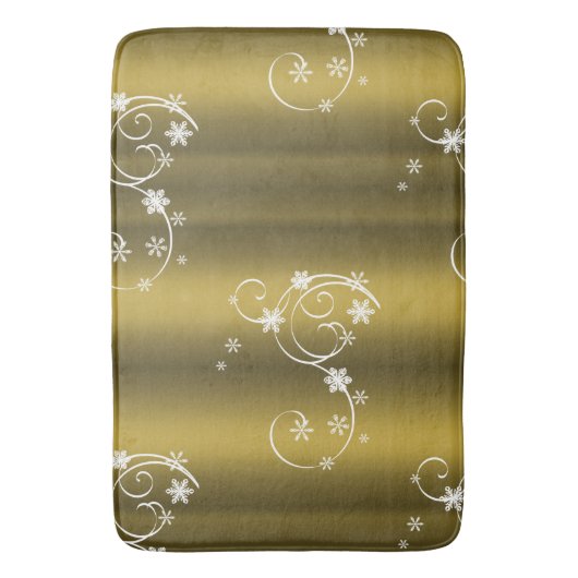 Metaalgoud, witte zwitjes kerstmis badmat (Voorkant Verticaal)
