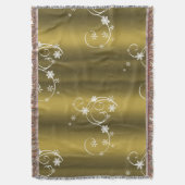 Metaalgoud, witte zwitjes kerstmis deken (Voorkant Verticaal)