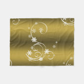Metaalgoud, witte zwitjes kerstmis fleece deken (Voorkant (Horizontaal))