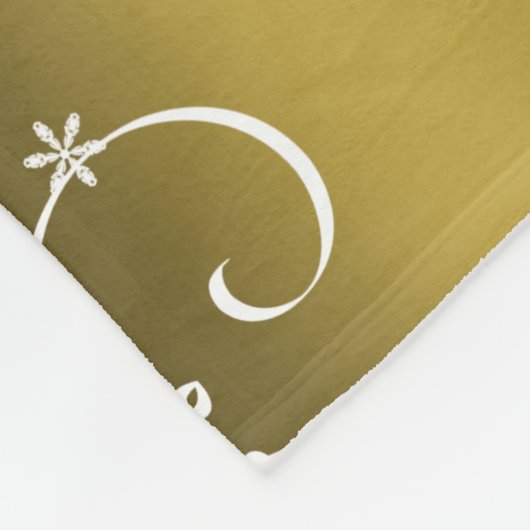 Metaalgoud, witte zwitjes kerstmis fleece deken (Hoek)