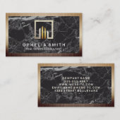 Metaalgrens | Achtergrond zwarte marmer Visitekaartje (Voorkant / Achterkant)