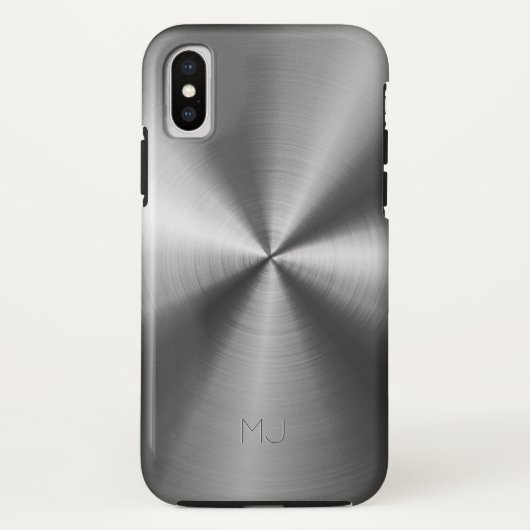Metaalgrijs Faux Roestvrij staal Kijk uit Case-Mate iPhone Case (Achterkant)