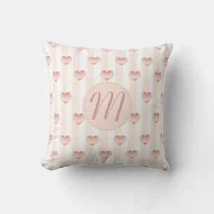 Metaalharten en stripes Girly-monogram Kussen