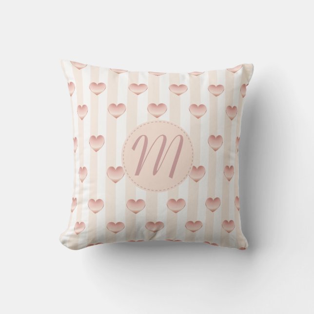 Metaalharten en stripes Girly-monogram Kussen (Voorkant)