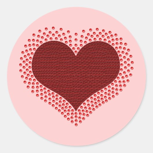 Metaalhartritme Stickers, rood Ronde Sticker (Voorkant)