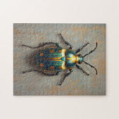 Metaalkever smaragdgroen en goud legpuzzel (Horizontaal)