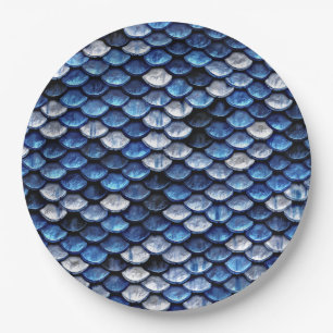 Metaalkobalt Blue Fish Scaling Pattern Papieren Bordje