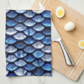 Metaalkobalt Blue Fish Scaling Pattern Theedoek (Quarter Fold)