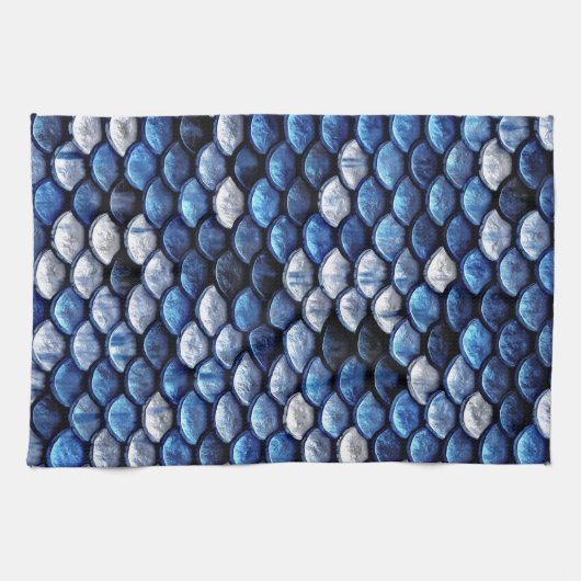 Metaalkobalt Blue Fish Scaling Pattern Theedoek (Horizontaal)