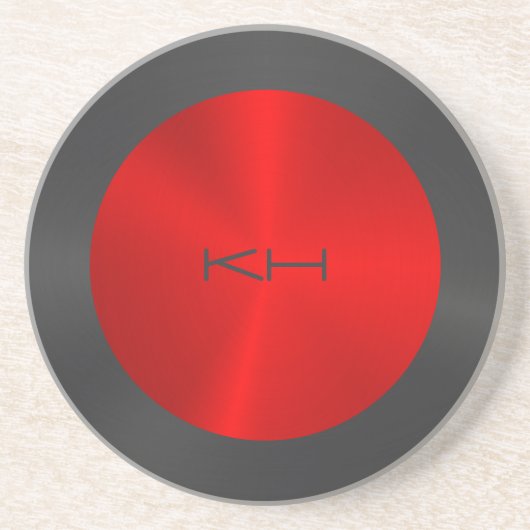 Metaallook voor zwarte en rode cirkel zandsteen onderzetter (Voorkant)