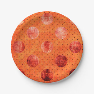 Metaaloranje en koperen polka stip papieren bord