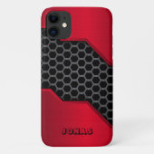 Metaalrood en grijs honingraat Case-Mate iPhone case (Achterkant)