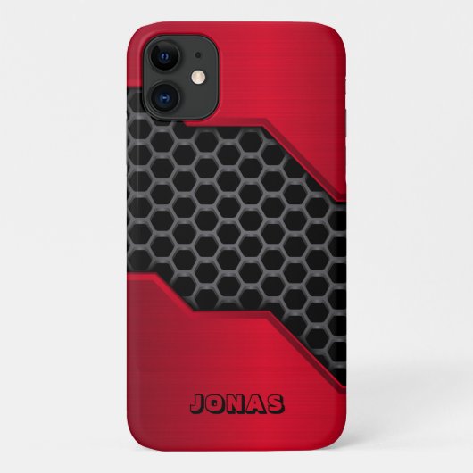 Metaalrood en grijs honingraat Case-Mate iPhone case (Achterkant)
