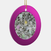 Metaalroze cirkel en pasteelgranietrots keramisch ornament (Rechts)