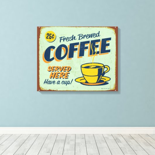 metaalteken - Verse afgebroken koffie Canvas Afdruk (Insitu (Houten vloer))