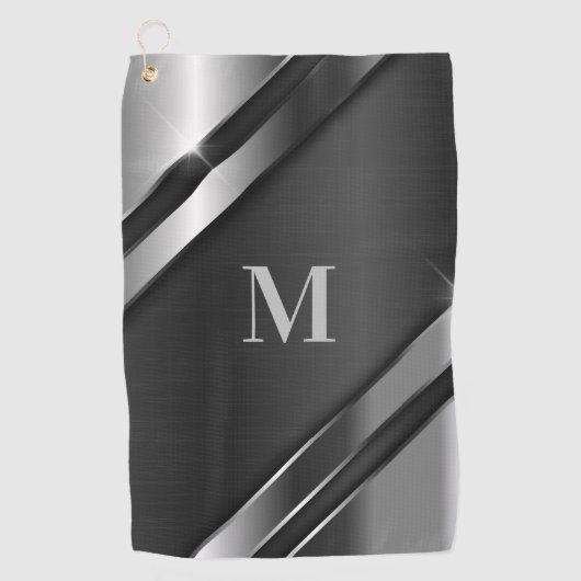 Metaaltextuur monogram golfhanddoek (Voorkant)