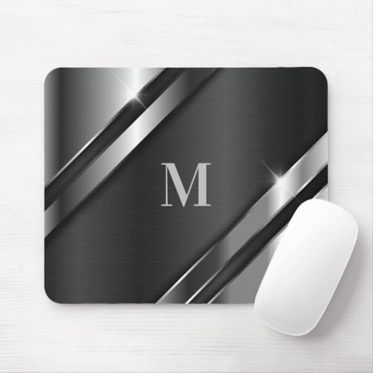 Metaaltextuur monogram muismat (Met muis)