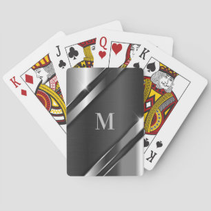 Metaaltextuur monogram pokerkaarten