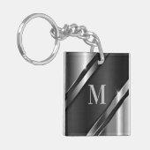 Metaaltextuur monogram sleutelhanger (Voorkant Links)