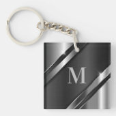 Metaaltextuur monogram sleutelhanger (Voorkant)