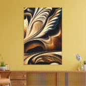 Metaalvloeistof Gouden Luxe Canvas Afdruk (Insitu (Woonkamer))