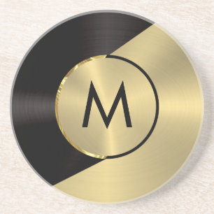 Metaalvormig ontwerp voor zwart en goud zandsteen onderzetter