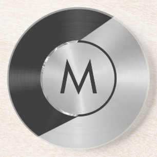 Metaalvormig ontwerp voor zwart en zilver zandsteen onderzetter